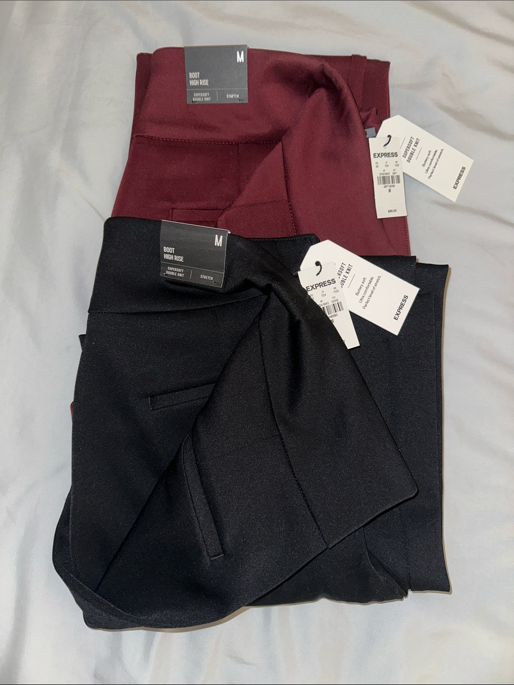 Express Women’s Boot High Rise Pants - Burgundy & Black